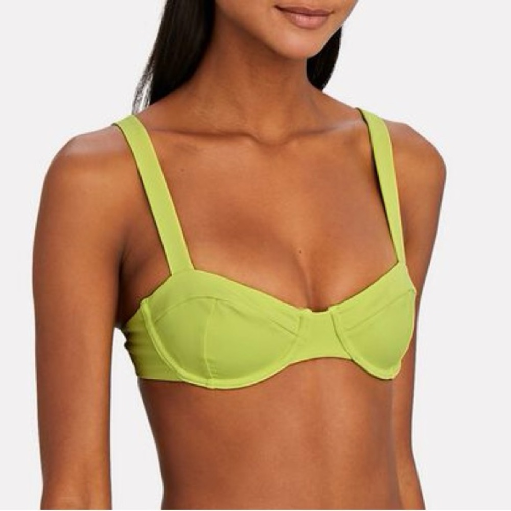 Jonathan Simkhai Lia Bustier Bikini Top in Citron (XS)